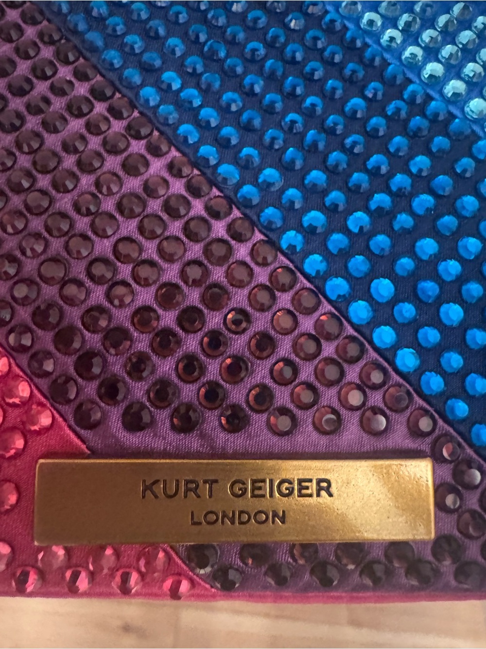 Kurt Geiger Multicolor Crystal Mini Shoulder Bag with Gold Chain - Picture 6 of 8